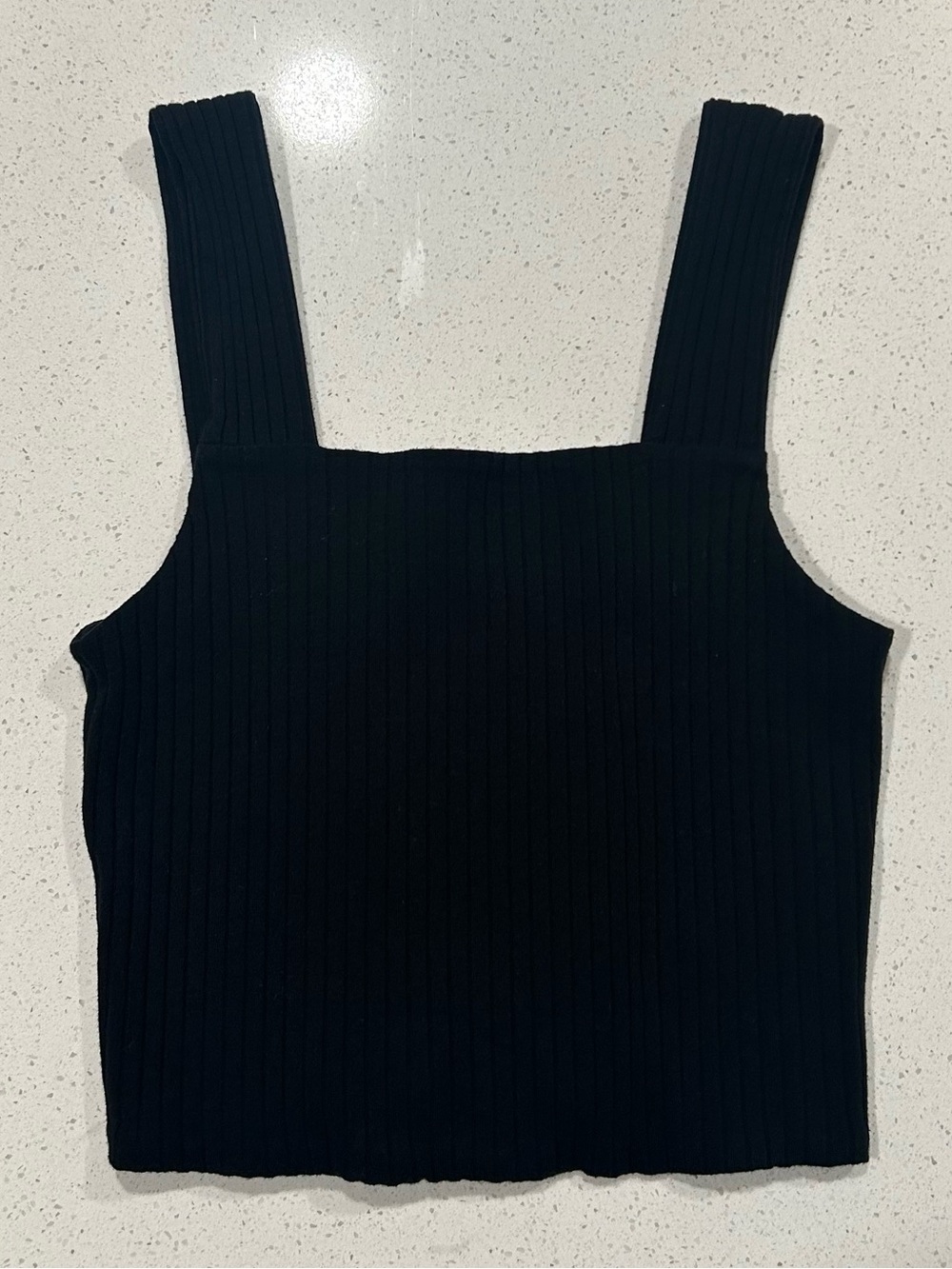 American Eagle Black Ribbed Square-Neck Tank